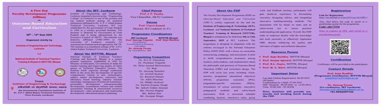 A Five Day FDP on Outcome-Based Education and Curriculum